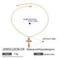Goldene Edelstahl Kreuzkette mit bunten Zirkonsteinen und verstellbarer Goldkette - Bunter Strass (JDN0112038-CR)