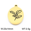 Pendentif ovale en acier doré avec gravure de houx noire, accessoire bijoux de 23x14mm - Style Houx (KLJ8088-Z)