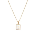 Quadratische Halskette mit Buchstabe I aus 18K Gold und Perlmutt-Inlay auf feiner Kette - Buchstabe I