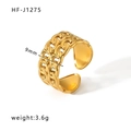 Franse vintage ring 18k verguld titanium staal drierijige ketting ontwerp gewicht 3,6g - Goud / Verstelbaar Open