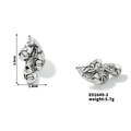 Detailed view of fluid waterdrop steel earrings with dimensions 2.9cm by 1.6cm - Silver