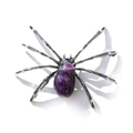 Artistic spider ornament made of natural purple amethyst crystal and silver metal frame - Irregular Amethyst
