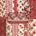 Crimson 6x6 inch scrapbooking paper pad with 12 floral designs and 160gsm cardstock - R2307b 24 Sheets