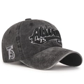 Vintage-Baseballkappe in verwaschenem Grau mit Always '75-Stickerei und Used-Look-Baumwolle - Schwarz