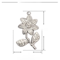 Detailed size chart for stainless steel flower pendant showing 24mm height and 15mm width - YE340 Flower Leaf Charm