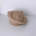 Classic knitted khaki beret for toddlers featuring a warm vintage wool texture - Khaki