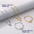 Set di gioielli minimalisti in oro e argento con collana e bracciale con fibbia - Stile C con Chiusura a T a Cuore / Bracciale Argento