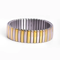 Minimalist elastic stainless steel bracelet with mixed gold and silver link bands - 18mm