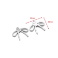 Silver stainless steel bow pendant with matte finish, measuring 23mm x 20mm for jewelry diy - 23*20mm Bow 2mm Single Hole / Steel