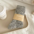 Thick dark grey wool socks with colorful speckles and ribbed texture in packaging - One Size / Light Gray