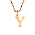 Minimalist rose gold stainless steel necklace with a smooth letter Y alphabet pendant - Letter Y-Rose Gold