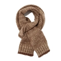 Winter knit scarf for men in camel and coffee brown with thick ribbed edges - Scarf-Khaki