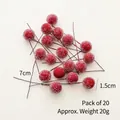 Frosted red Christmas berry stems 1.5cm diameter for DIY wreaths and decor 20 pieces - 1.5cm Frosted Red Berries (20 Pcs)