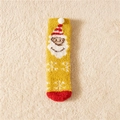 Ginger yellow Christmas coral fleece socks with Santa Claus motif and snowflake pattern - Adult 35-42 / Yellow Santa