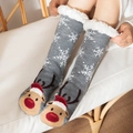 Chaussettes de Noël grises épaisses avec motifs flocons de neige et renne mignon - 35-42 / Renne Gris