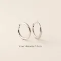 Minimalist S925 sterling silver hoop earring with 12mm inner diameter and polished finish - 925 Silver / 12mm Platinum Color