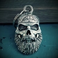 Portachiavi teschio vichingo vintage in argento antico per ciondoli borsa in stile gothic - Colore Acciaio (Stile Teschio Con Barba)