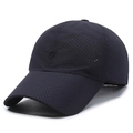 Breathable black quick-dry baseball cap with laser-cut holes and 3D embroidered number 7 - Adjustable / Navy Blue