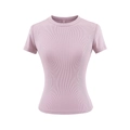 T-shirt ajusté en maille côtelée pour femmes avec col rond de couleur rose mauve - Rose Lotus