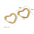 Pendientes de aro con forma de corazón en acero inoxidable de 18K, medida 23x19mm - Estilo Dorado 23mmx19mm (TE6029-19)