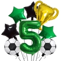 Soccer championship party balloon kit with trophy and number five foil balloons - Number 5 Style