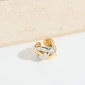 Minimalist interlocking knot open ring with two-tone gold and silver polished metal finish - X-Shaped Style (JZ0527)