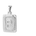 Pendentif rectangulaire en acier titane 18K argenté avec la lettre P gravée - Lettre P