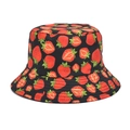 Cappello da pescatore nero a doppia faccia con stampa a fragola per il sole - M (56-58cm) / Nero