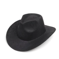Detailaufnahme von schwarzem Cowboyhut aus Wildlederimitat mit breiter Krempe und Krone - M (56-58cm) / Schwarz