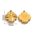 Golden clover-shaped stainless steel pendant with textured petals and size 22x19mm - Gold Four-leaf Flower