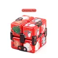 Christmas themed infinity cube in festive red color with holiday cartoon patterns - Christmas Red