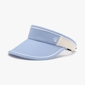 Light blue and beige color-block marathon running visor hat with adjustable open top - Sky Blue