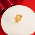 Elegant gold-tone flower ring with textured petals and adjustable open band design - Textured Flower Style (J2249)