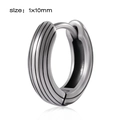 Créole en acier poli avec rayures verticales noires en taille 1x10mm pour oreilles - Style 16 (Rayures verticales)