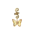 Golden spiral dreadlock cuff featuring a butterfly pendant with yellow crystal wings - Yellow Butterfly (FY0269)