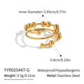 Detailed macro view of gold plated stainless steel bead ring with movable spheres - Gold Style(YYR025447-G)