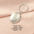 Oval silver 316L stainless steel photo locket keychain with 25mm mirror finish pendant - Oval Silver