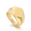 Anello con sigillo dorato lucido in acciaio inossidabile con design geometrico a rombi - US 7 / Oro