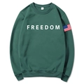 Unisex dark green hoodie with Freedom print and long sleeves in size M on white background - Dark Green