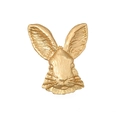 Baroque style rabbit head brooch in shiny gold finish with detailed metal texture - Rabbit Head