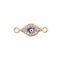 Detail of gold evil eye charm connector with white zircons and blue enamel inlay - Gold Small Eye / 10 Pieces Pack