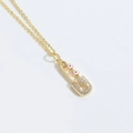 Collana vintage oro con ciondolo a spilla occhio rosa e pietre di zircone - Ciondolo a Spilla da Balia (XL3214) / Occhio Rosa