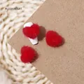 Red 18x15mm flocked velvet heart charms for nail art and creative DIY crafts - A395