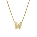 18K gold plated brass initial W pendant necklace with paved crystals on snake chain - Necklace W / Gold