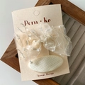 Elegant Korean style beige lace bow hair clip and textured oval barrette set for girls - Sequin Mesh Bow and Oval Clip Set (Style 9) / 2PCS