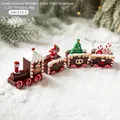 Candy-colored wooden Christmas train with Santa and tree, 20cm long festive decor - 20CM Candy Color Mini Train
