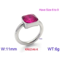 Titanstahl-Ring mit quadratischem rotem Zirkon-Stein in den Größen 6-9 verfügbar - Silberfarben Rosa Stein
