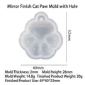 Translucent cat paw silicone mold with hole for DIY keychain making, 52x49x26mm size - Cat Paw / Semi-transparent White