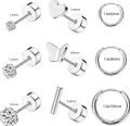 Guide des tailles pour l'ensemble de boucles d'oreilles en acier avec détails de tige - Ensemble de Styles Assortis / Argenté