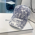 Gorra de béisbol Toile de Jouy azul y blanca con elegante embalaje de venta al por menor - Talla Única (Ajustable 55-58cm) / Azul marino